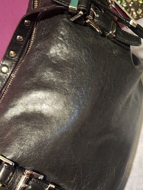 Michael Kors Black Leather Stud-Trim Shoulder Bag